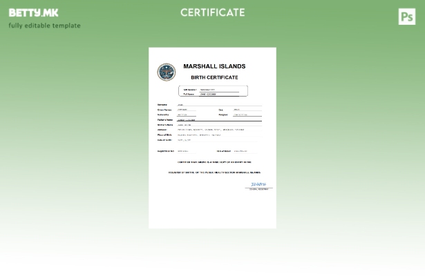 модерен стил на Маршалските Острови од витално значење за извод од матична книга